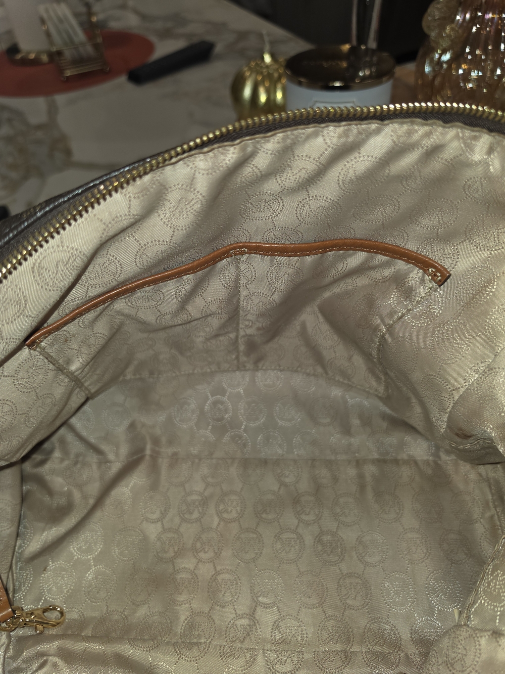 Michael Kors Brown Signature MK Dome Satchel - Picture 7 of 8